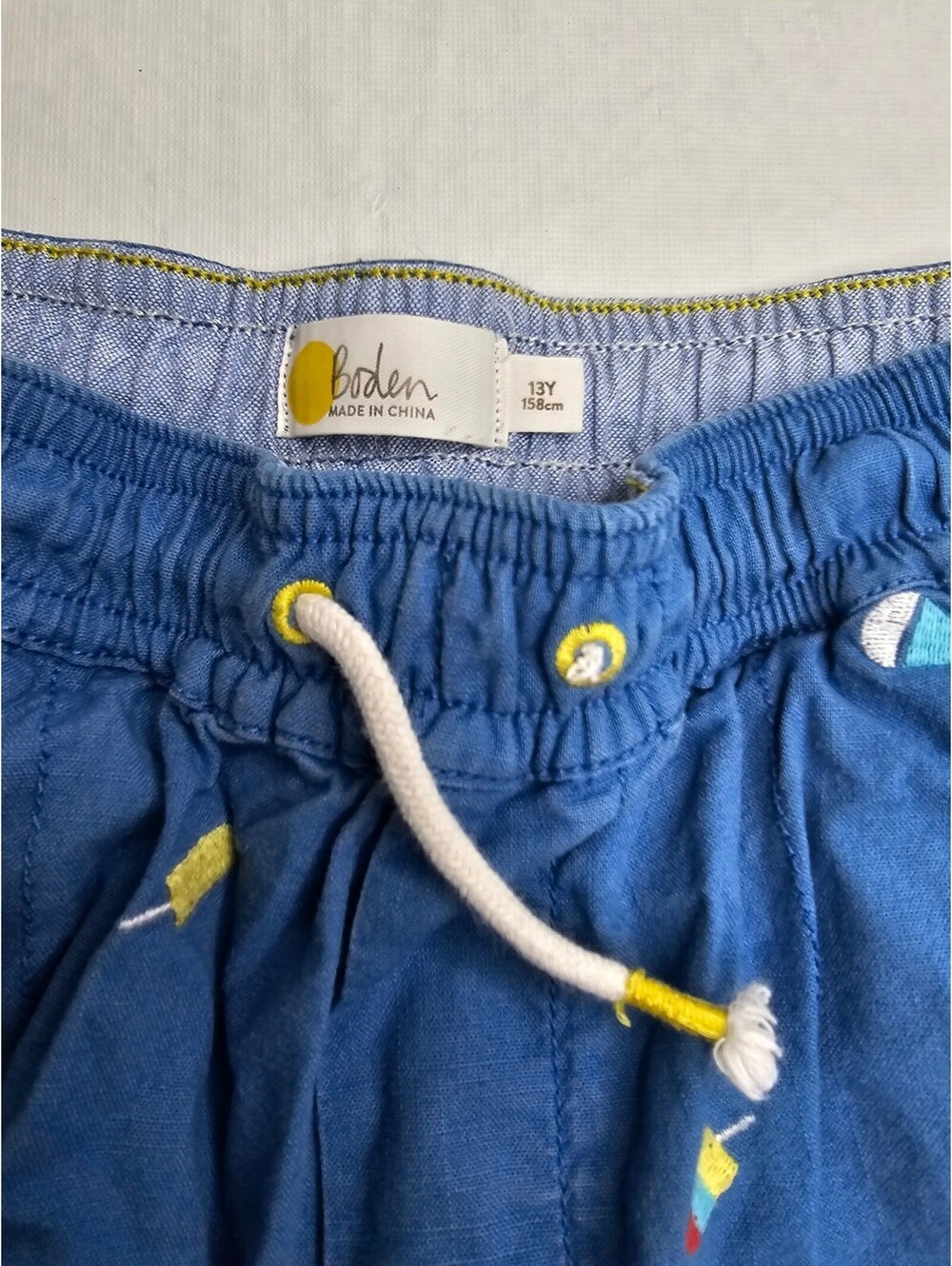 Boden Boys Sz 13 L Pull On Shorts Summer Popsicle Ice Cream Embroidered Blue - Picture 3 of 4